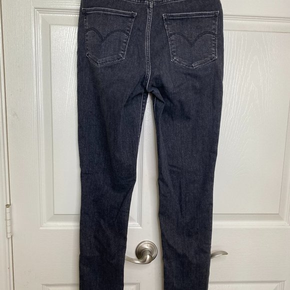 Levis Womens 721 High Rise Skinny Jeans Size 28 Black Distressed Grunge Goth - Picture 2 of 12